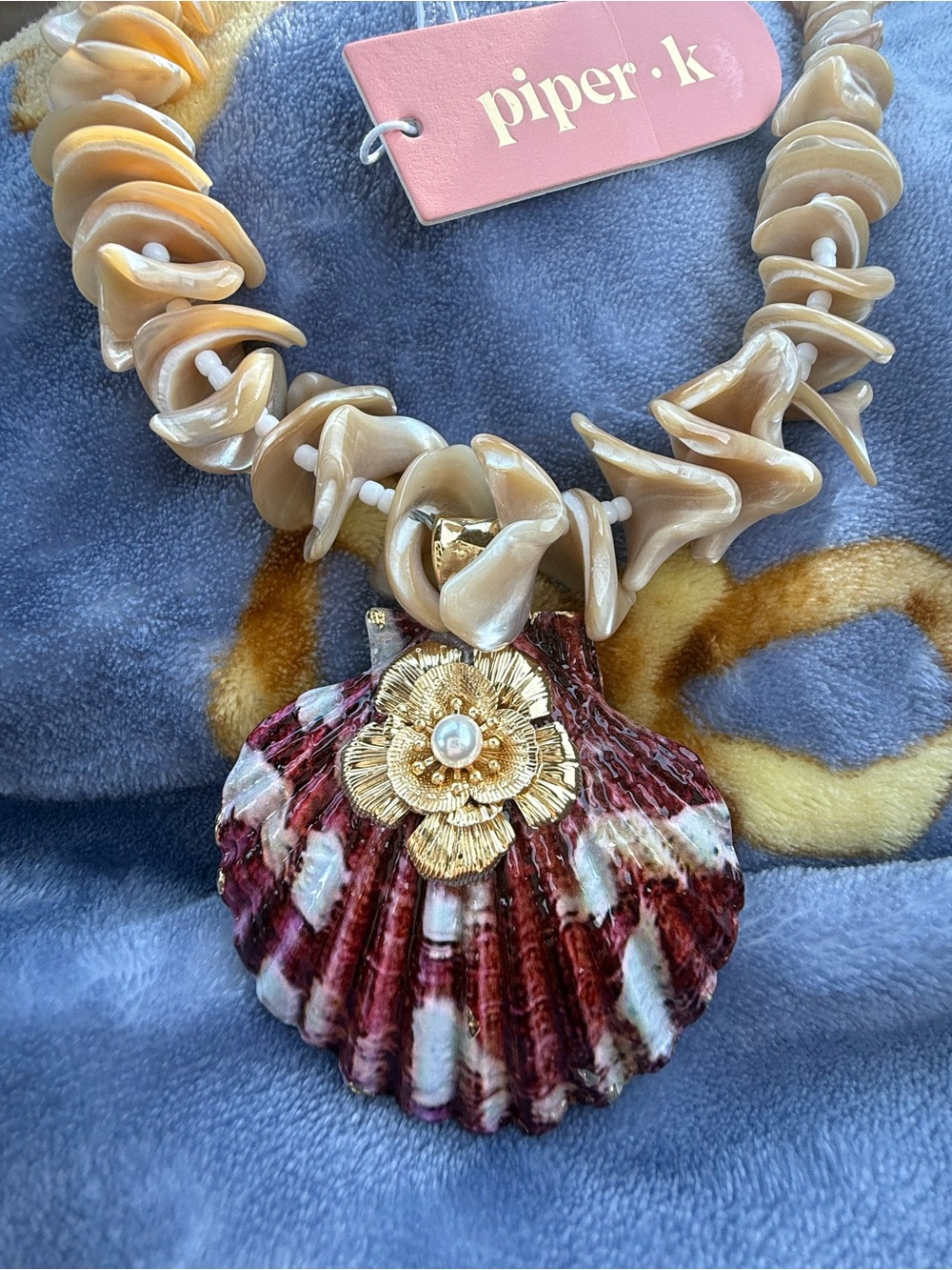 Extravagant Deep Maroon Sea Shell inspired Necklace, Chunky Charm Necklace